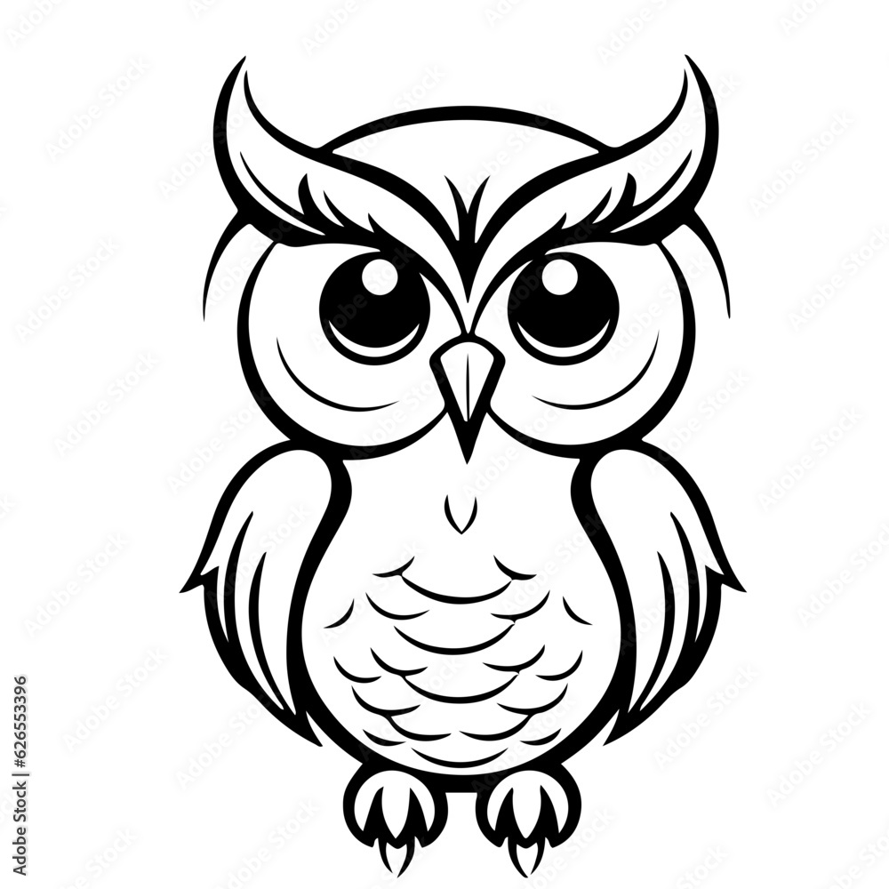 Fototapeta premium owl outline vector illustration, from AI