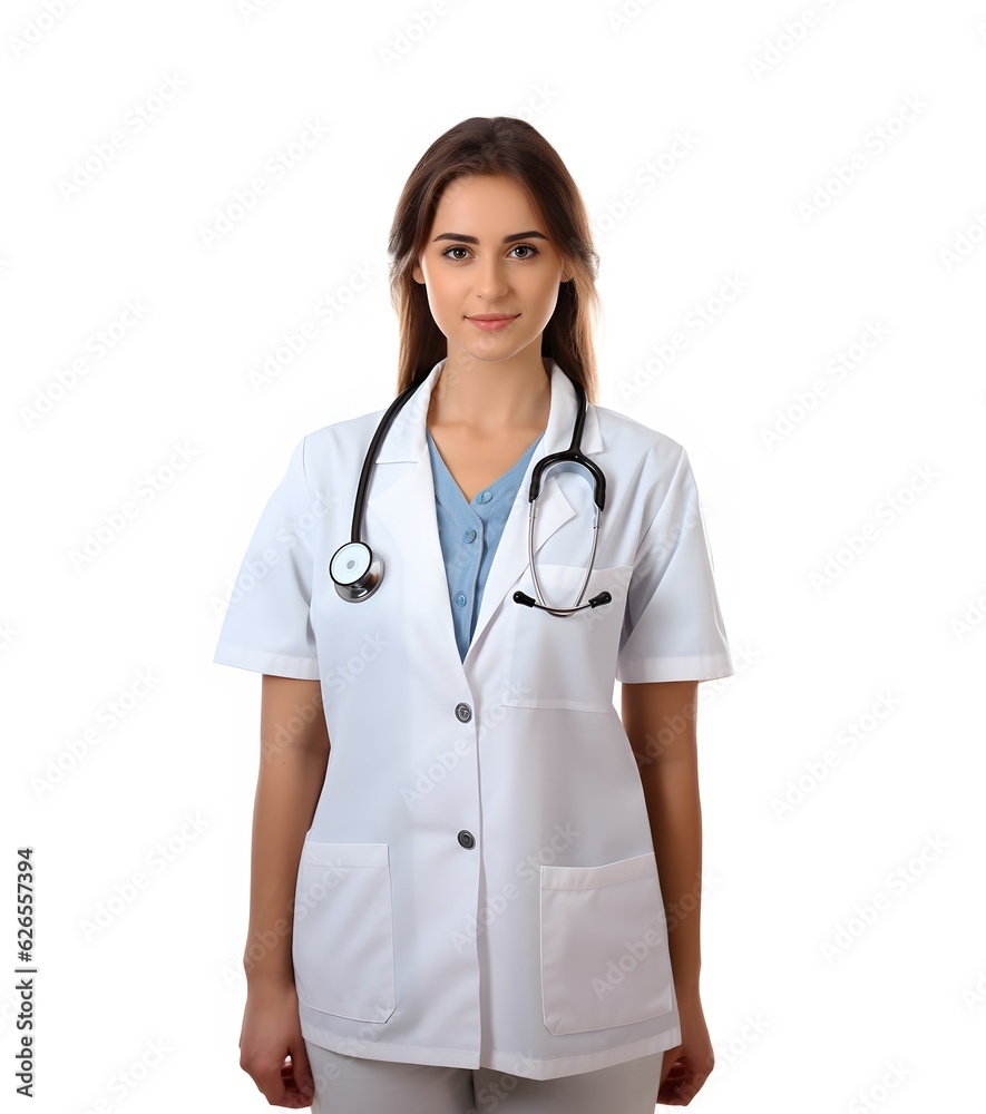 Young female doctor portrait isolated on white background Young female doctor portrait isolated on white background