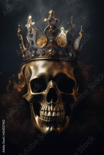 Photo medieval queen skull. queen with a crown.