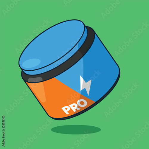 Gym Whey Protein Powder Jar Illustration Icon Vector