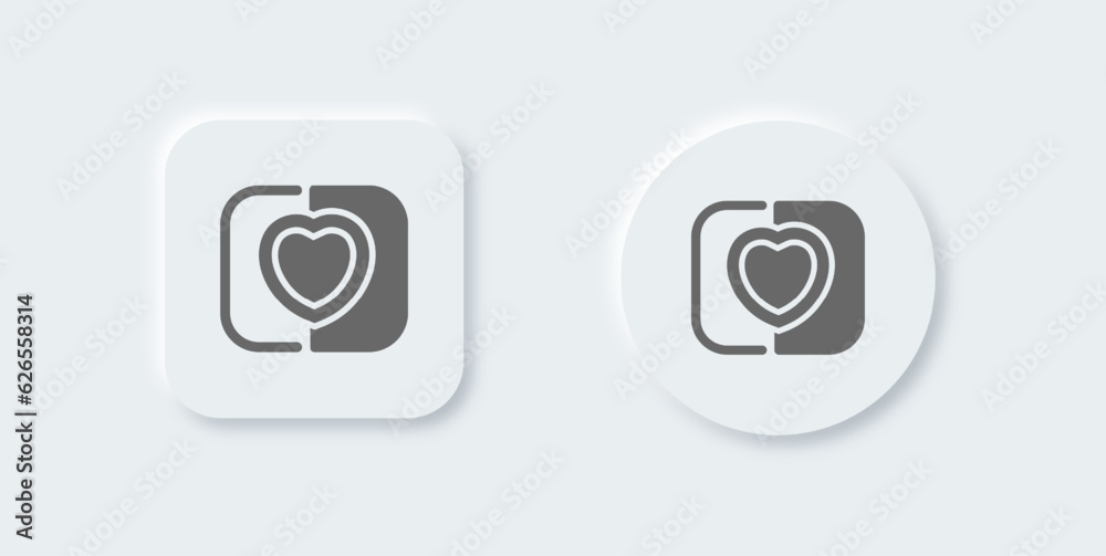 Match solid icon in neomorphic design style. Soulmate signs vector illustration. Match solid icon in neomorphic design style. Soulmate signs vector illustration.