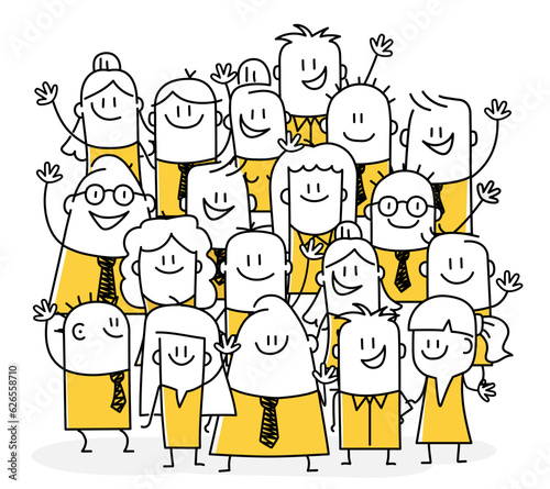 Group of friends waving hands