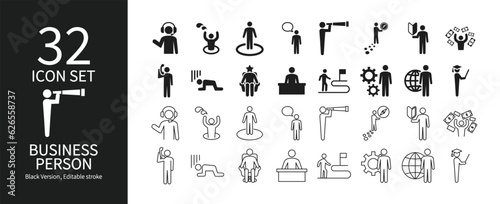 Pictogram set related to business people