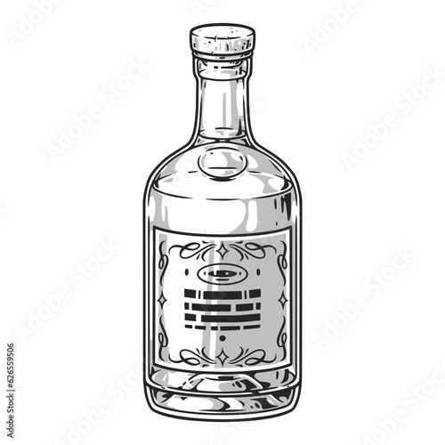 Bourbon bottle monochrome vintage label