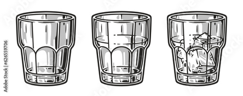 Glasses cognac set emblem monochrome