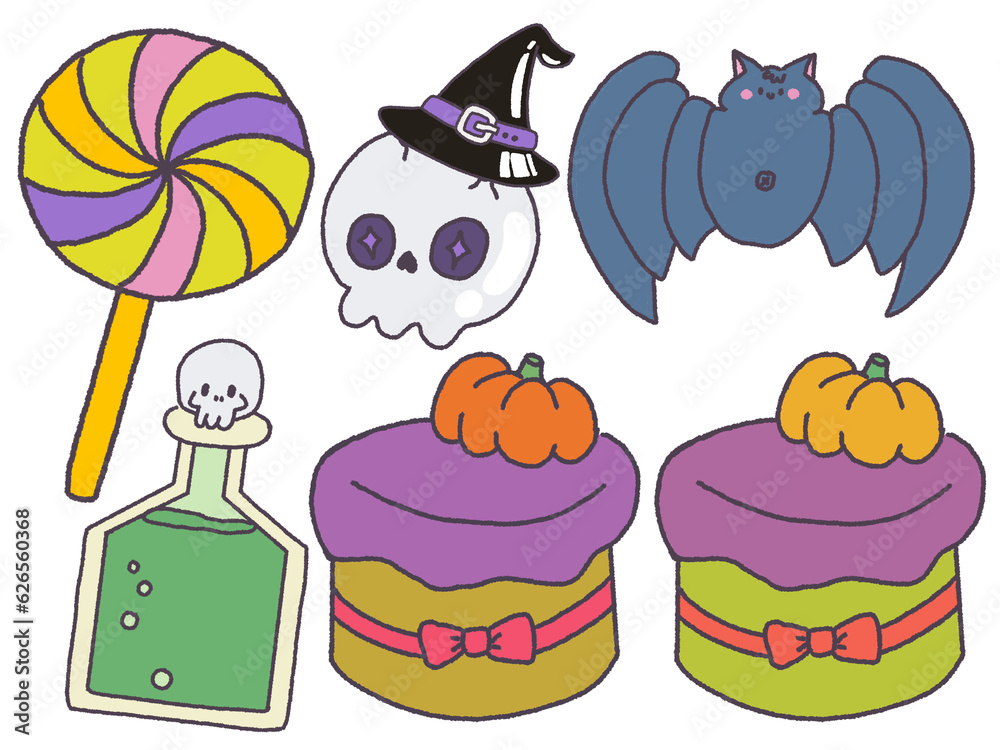 Fototapeta premium Isolated elements illustration cute fantasy magic doodle character halloween , day of the death festival celebrate