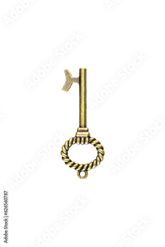 vintage golden skeleton keys isolated on white background with clipping path.