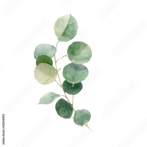 Watercolor Eucalyptus Clipart Set - Baby Blue & Greenery - Individual Elements - Transparent PNG - Digital Watercolor Greenery