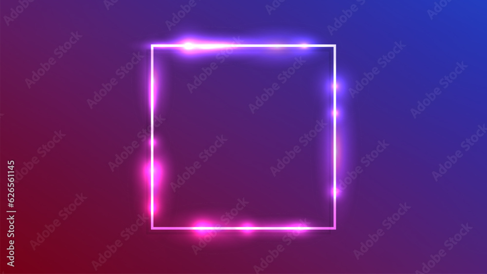Neon square frame with shining effects Neon square frame with shining effects