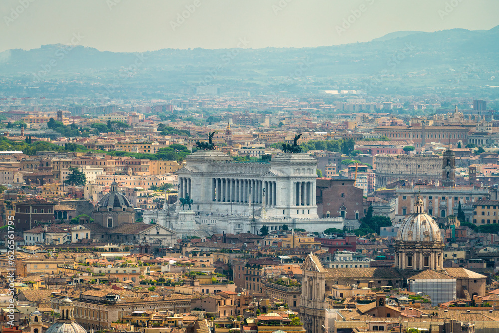 Altare della Patria aerial view in Rome, Italy