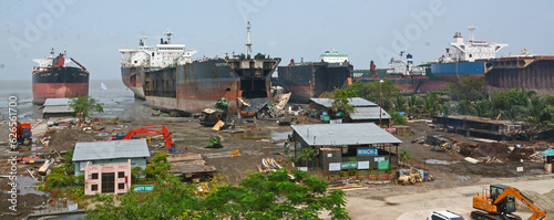 Sitakunda,Chittagong,Bangladesh 30th May 2016: Inside of Ship breaking yard chittagong,Bangladesh. Ship breaking industry has expanded very fast in Bangladesh. Workers are working in the yard.