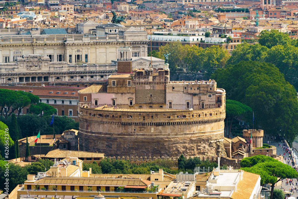 Saint Angelo Castle aerial view in Rome. Italy