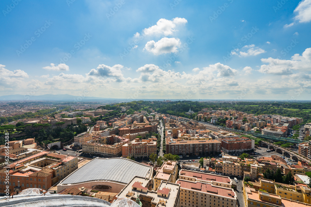 South west cityscape view of Rome seen from Vatican city
