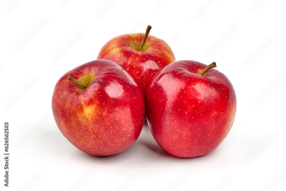 Shiny red apples, isolated on white background. Shiny red apples, isolated on white background.