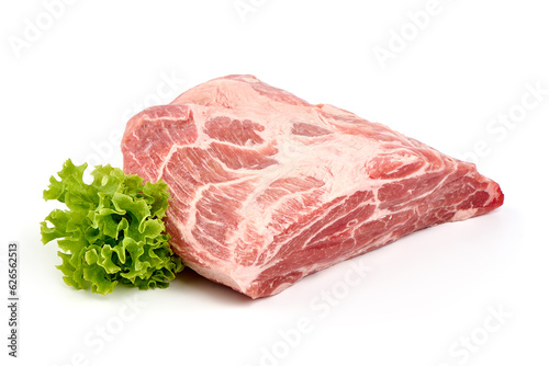 Pork shoulder meat, isolated on white background.