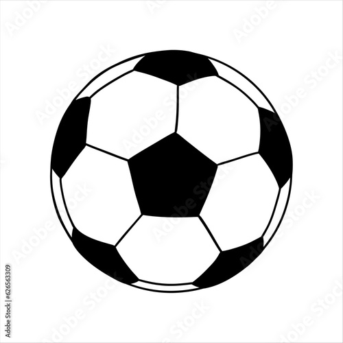 Vector Hand drawn Football ball on a white background. Soccer Ball. Soccer hand-drawn ball in doodle style isolated on white background. Sport Concept Design Element.