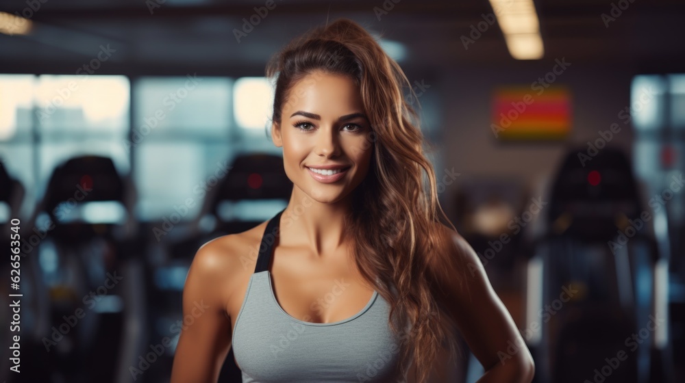 Personal woman trainer smiling and fit woman in gym. wellness and healthy lifestyle.
