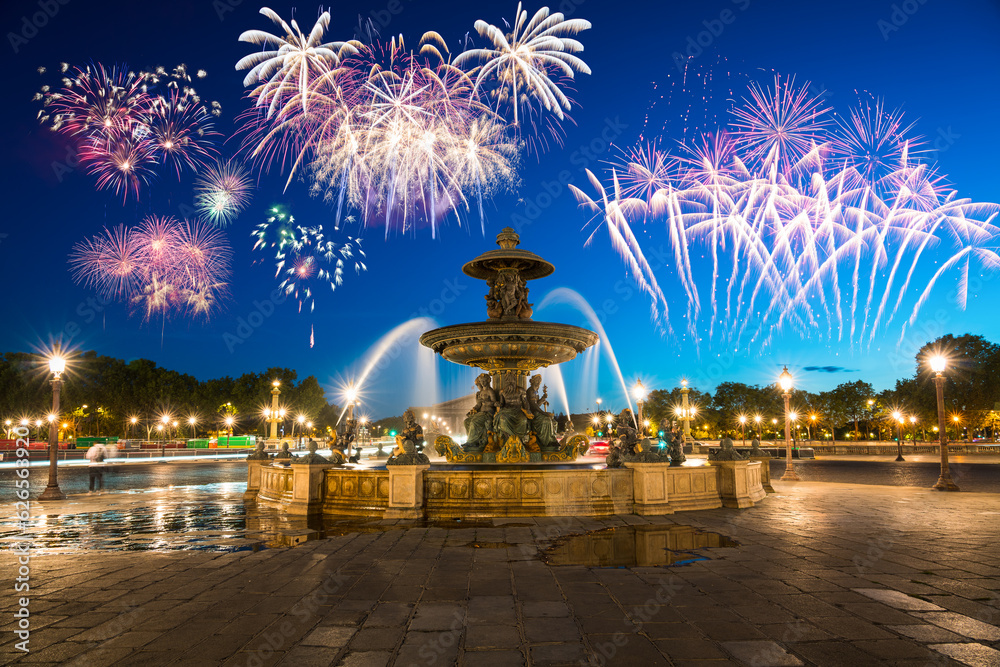 Fireworks display at Place de la Concorde in Paris