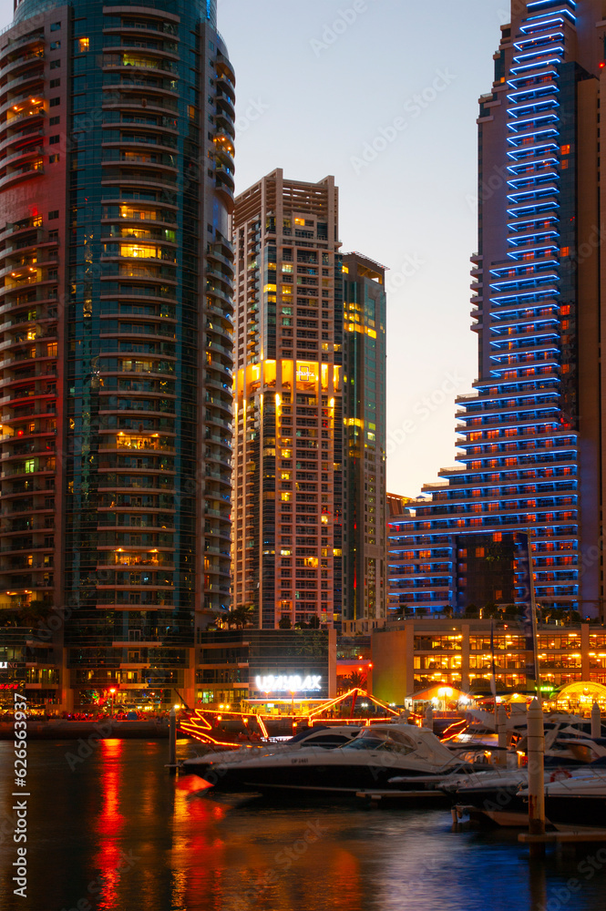 Nightlife in Dubai Marina. UAE. November 16, 2012 Nightlife in Dubai Marina. UAE. November 16, 2012