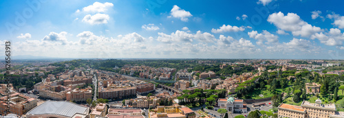 South west cityscape panorama of Rome seen from Vatican city