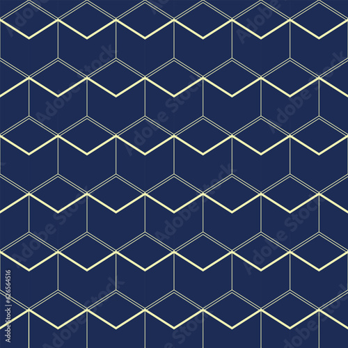 Abstract yellow line on dark blue background vector seamless