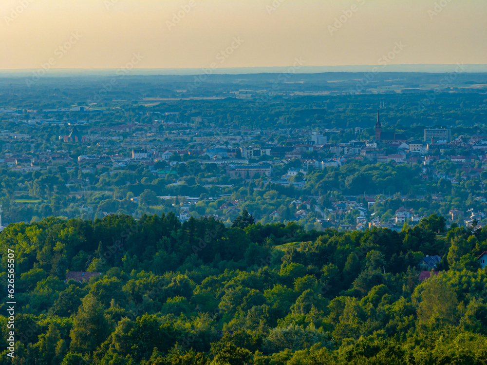 Panorama of Tarnów viewed from Dąbrówka Szczepanowska observation tower Panorama of Tarnów viewed from Dąbrówka Szczepanowska observation tower