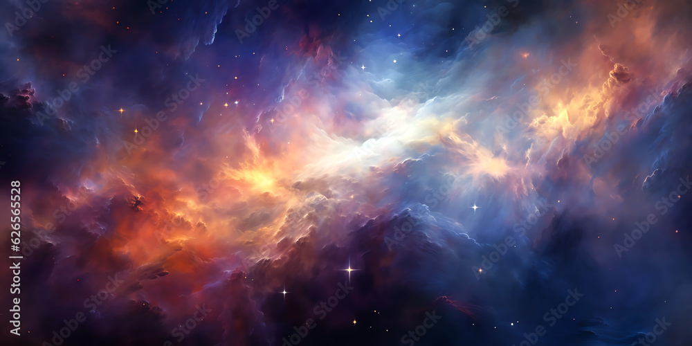 Colorful universe nebula and stars space landscape - Generative AI