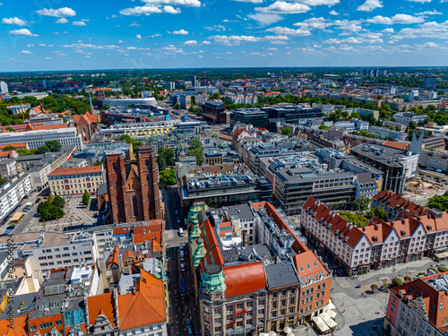 Aerial view of the old town in Europe