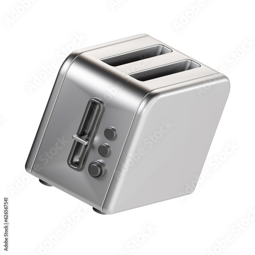 bread toaster 3d render icon illustration, transparent background, cooking and kitchen