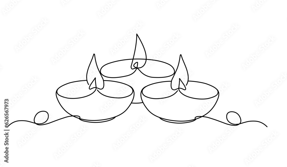 candles hinduism india festival light. diwali vector line art background Stock Vector Adobe Stock