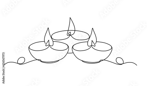 candles hinduism india festival light. diwali vector line art background