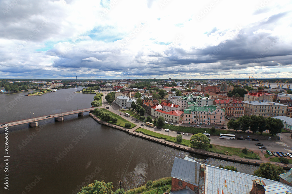 Naklejka premium View of Vyborg, old russian town in Karelia
