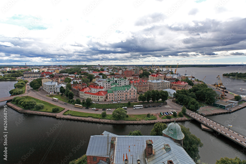 View of Vyborg, old russian town in Karelia