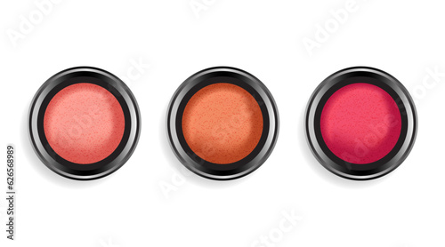 Foto Cheek blush powder compact palette realistic isolated on white background