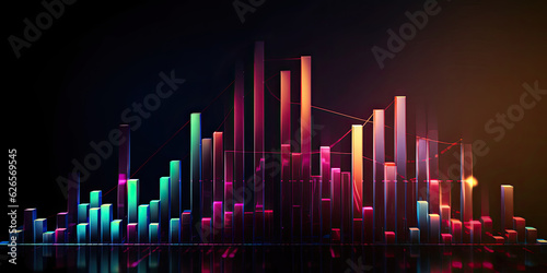 Glowing chart of investment financial data. Graph of financial growth. Business concept of investing wisely and increasing wealth. Generative AI © RPL-Studio