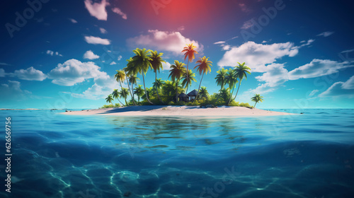 夏の海と無人島 photo