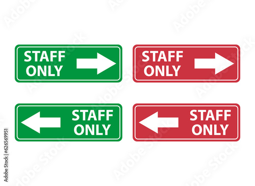 Set of Only staff icon, danger zone symbol, safety entry person sign vector illustration