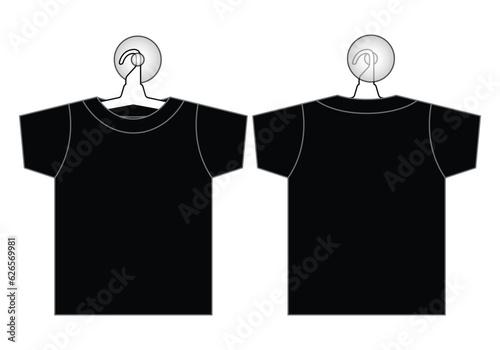 Black soccer jersey with hood and hanger for car window on white background front and back vector file.