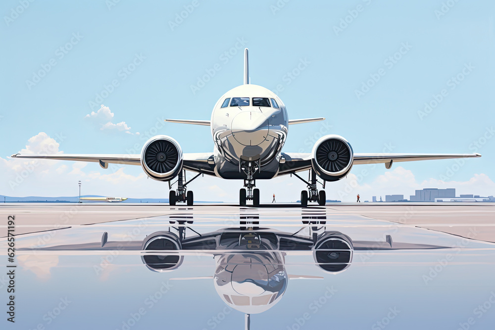 Naklejka premium Airplane parked at the airport - AI Generated