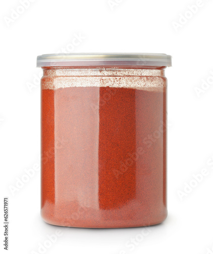 Front view of paprika powder jar