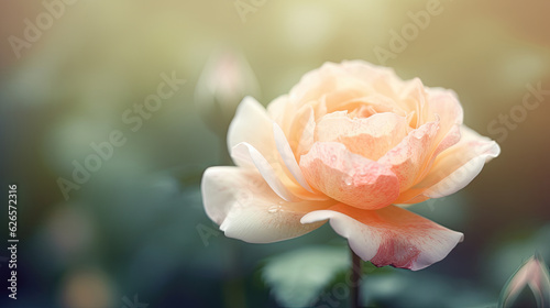 Beautiful pink rose with water drops on petals, vintage toned