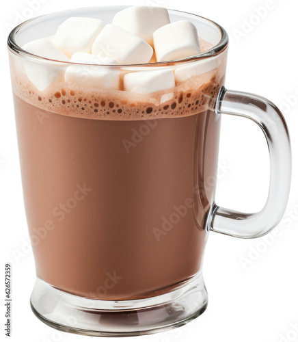 Hot Chocolate with Marshmallows. Isolated on Transparent Background. generative ai