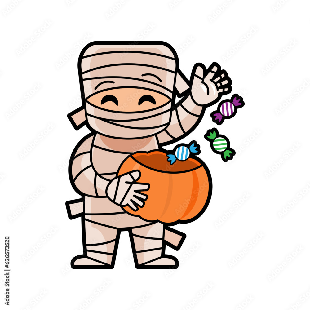 Mummy . Halloween cartoon characters . Vector . Mummy . Halloween cartoon characters . Vector .