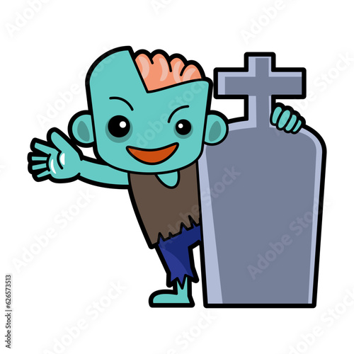 Zombie . Halloween cartoon characters . Vector .