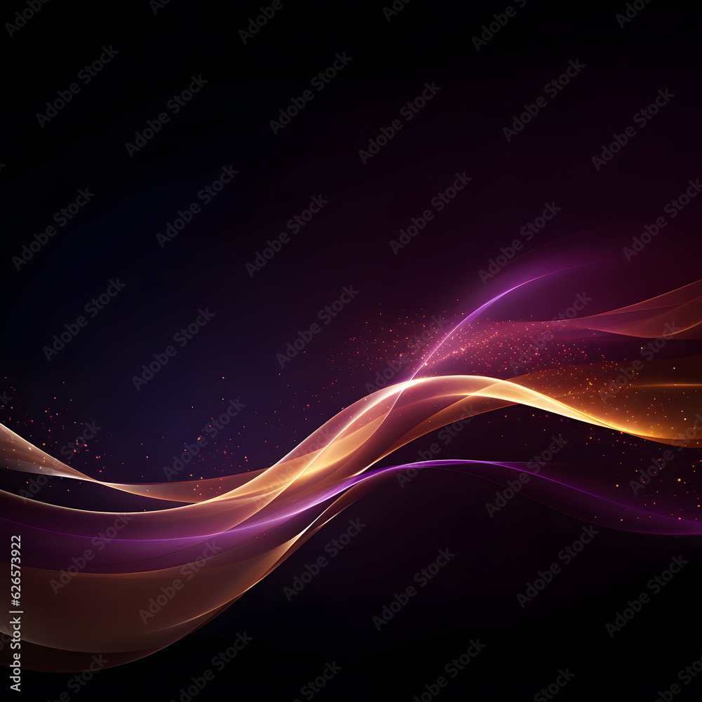 Naklejka premium Abstract dynamic black background in gold and pink and silver colour, sci-fic, technology, glitter, light, 