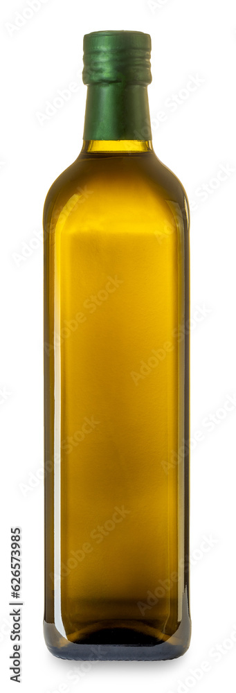 Extra virgin olive oil in green glass bottle isolated Extra virgin olive oil in green glass bottle isolated