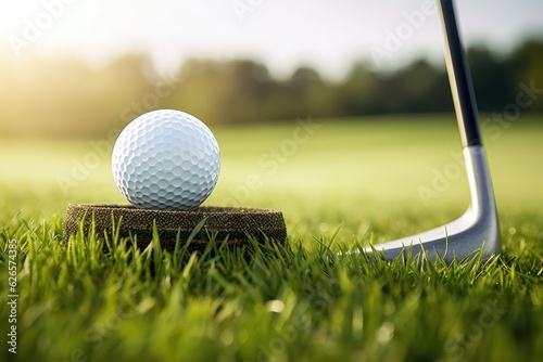 Golf Club Preparing to Hit at Driving Range. Photo generative AI