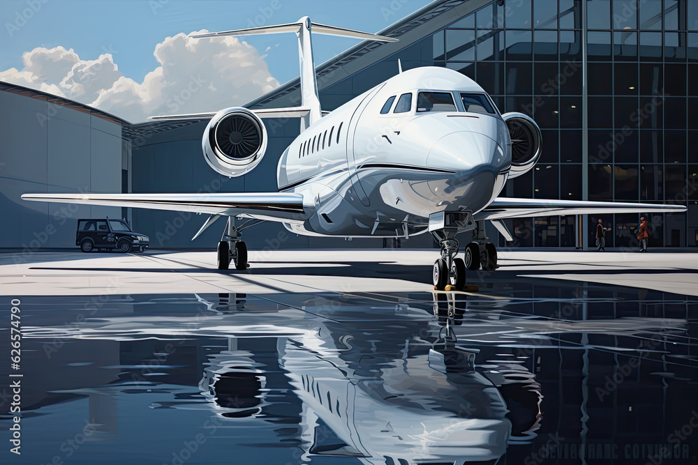 Fototapeta premium Airplane parked at the airport - AI Generated