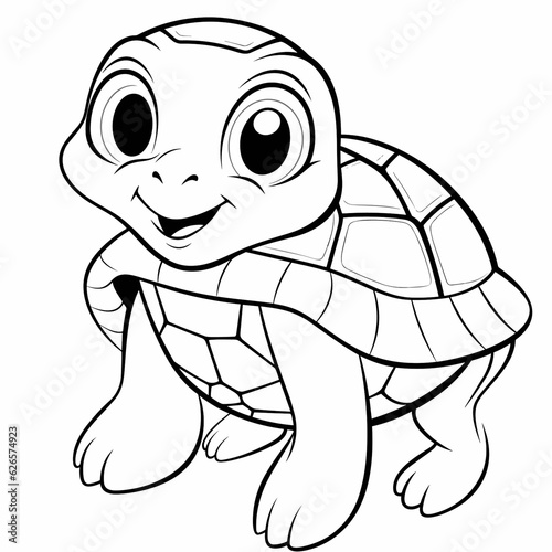 Turtle, turtle cartoon, turtle black and white, line, cute