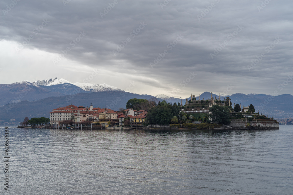 Isola Bella (Beautiful island) in winter, Lake Maggiore, Northern Italy Isola Bella (Beautiful island) in winter, Lake Maggiore, Northern Italy